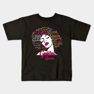 Gemini Queen Funny Birthday Gift for Black Women Girl Kids T-Shirt